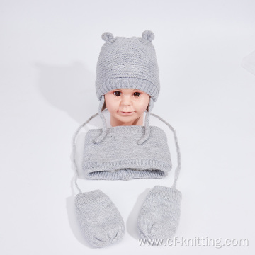 Thermal knit beanie scarf gloves set for baby